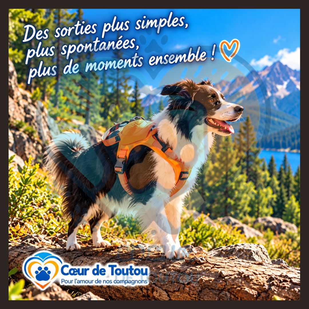 Harnais chien avec laisse rétractable intégrée | FREELINK™