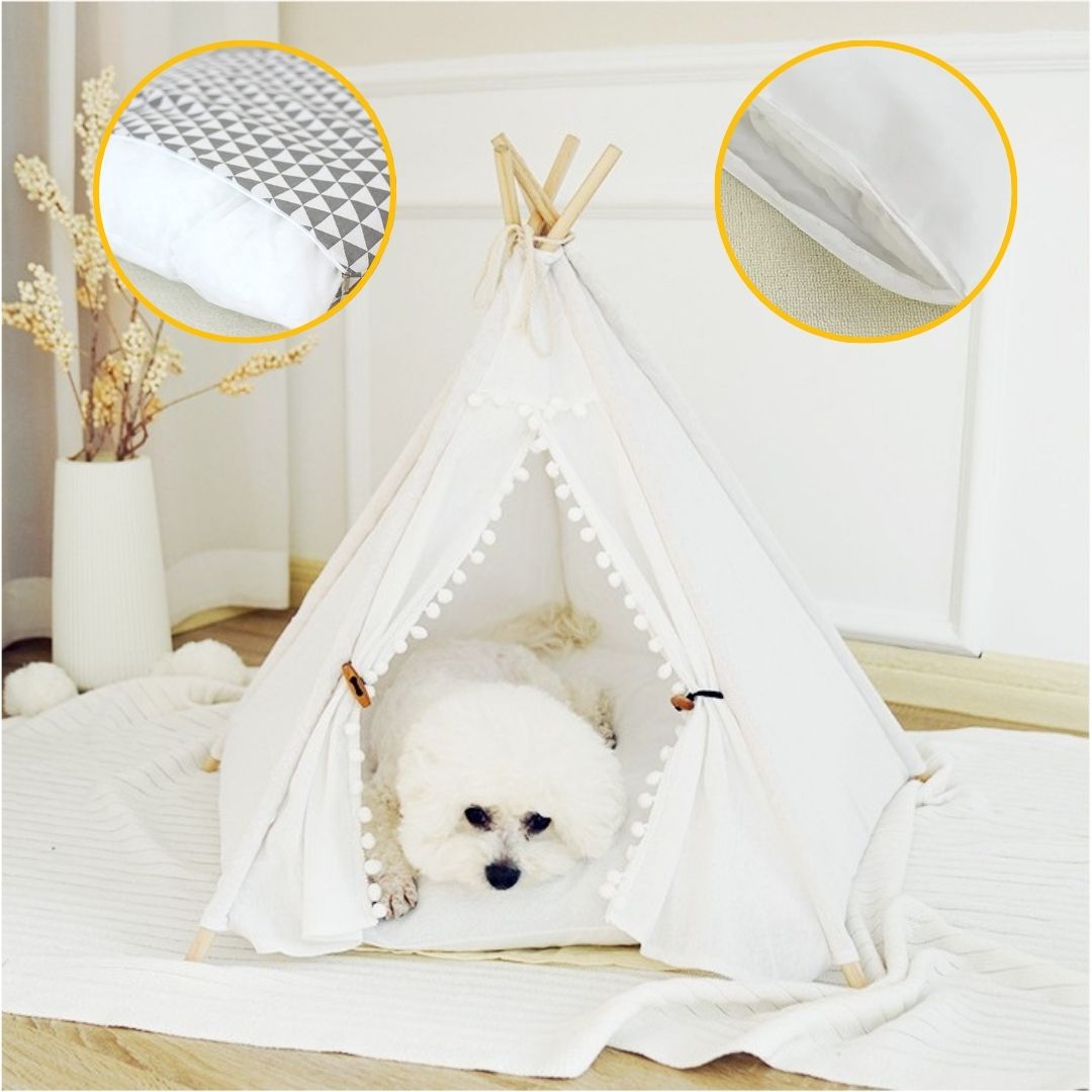 Tente pour chien design scandinave avec coussin moelleux